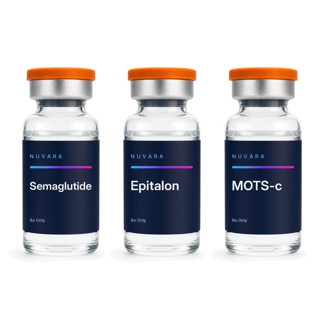 NUVARA Semaglutide injectable vial, Epitalon injectable vial and MOTS-c injectable vial