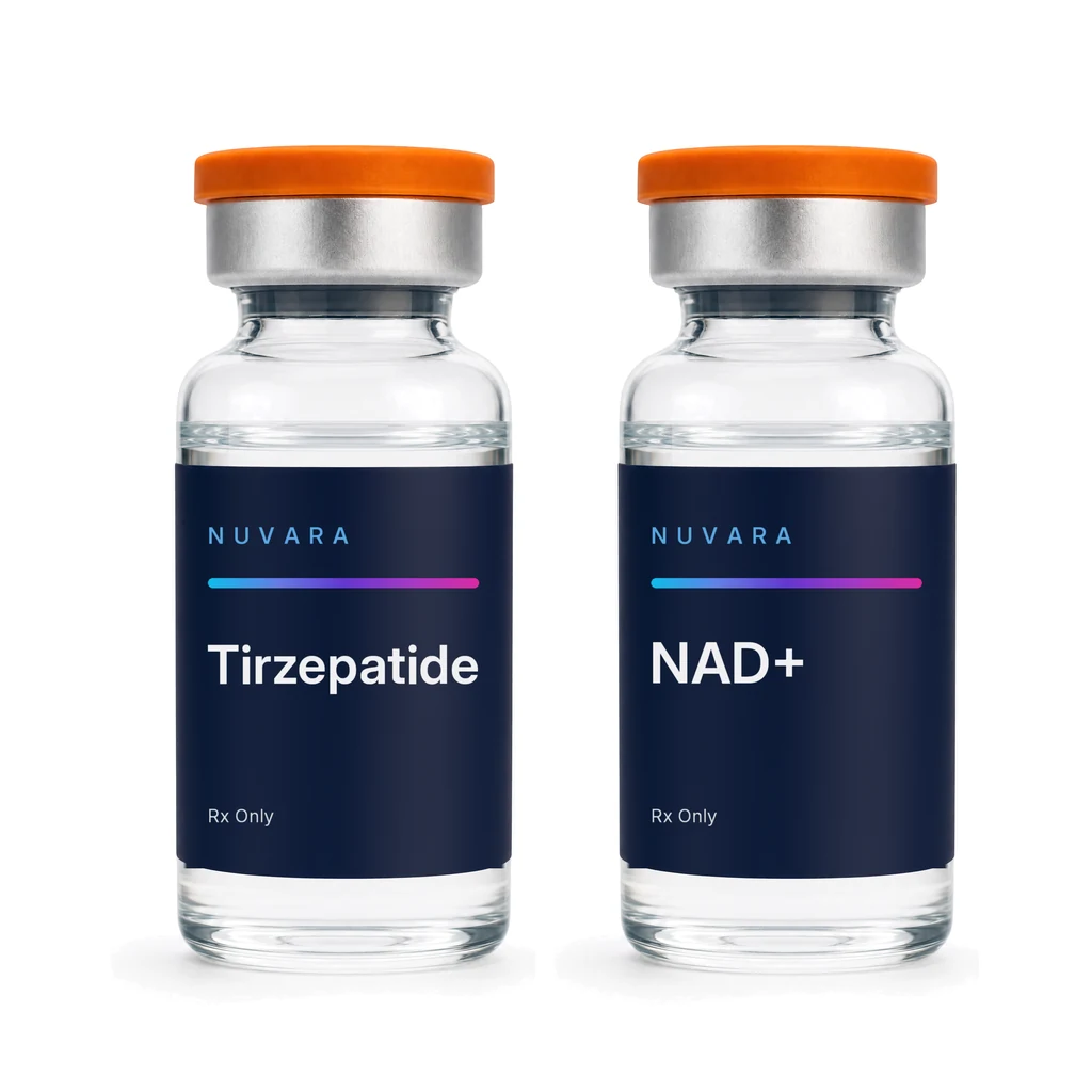 NUVARA Tirzepatide injectable vial and NAD+ injectable vial