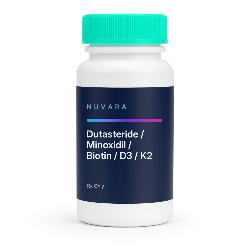 NUVARA Dutasteride / Minoxidil / Biotin / D3 / K2 oral Rx bottle