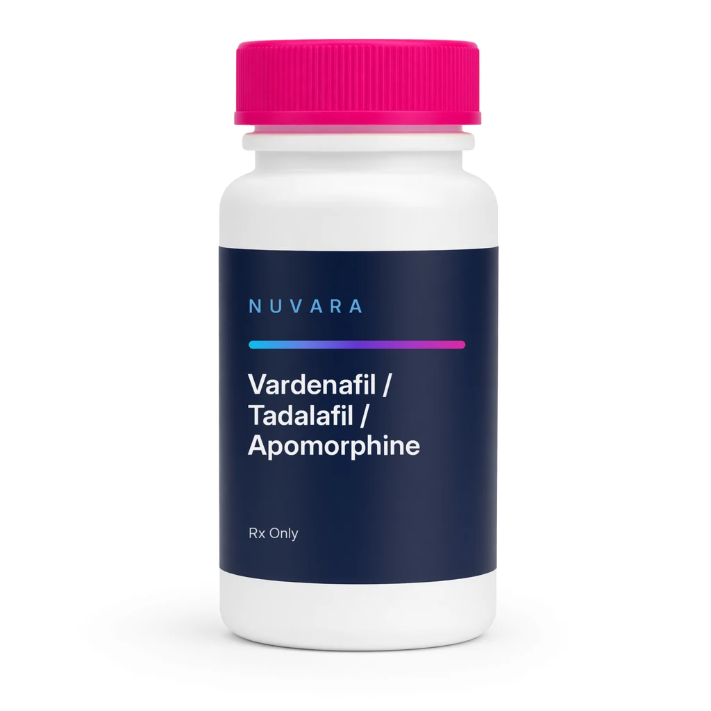NUVARA Vardenafil / Tadalafil / Apomorphine oral Rx bottle