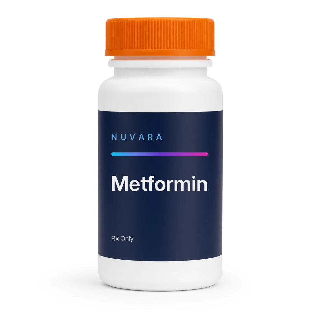Frasco de tabletas orales Metformin de NUVARA